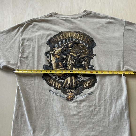 Vintage Quail Hollow Mens XL Beige USMC Bulldog Marine Corps Graphic T-Shirt - Picture 8 of 9